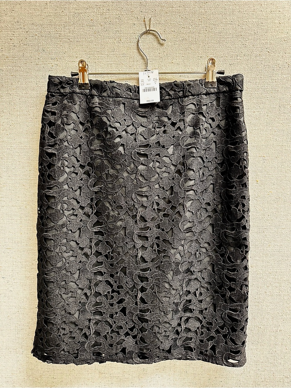 NWT J.Crew black lace skirt size 4